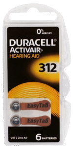 Duracell Activair 312 numara (kahverengi) işitme cihazı pili — 6’lı blister; PR41, A312 (AC312), DA312, ZA312